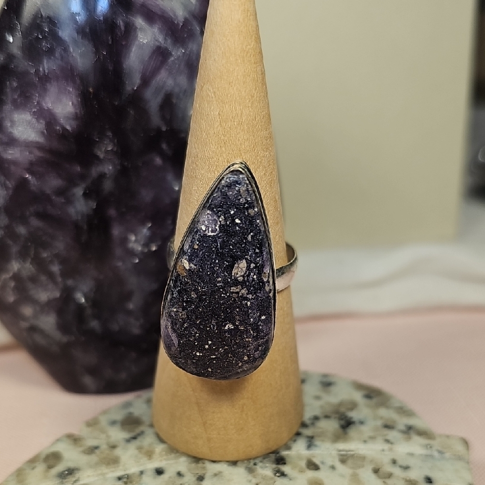 Purple Fluorite Silver Ring